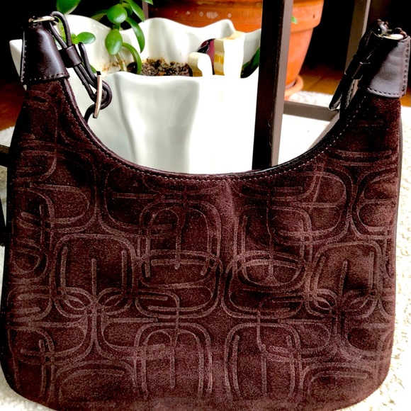 Express chocolate brown suede handbag - Picture 2 of 4